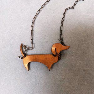 Anthropologie / Dejarnette NOLA Dachshund Weiner Dog Necklace